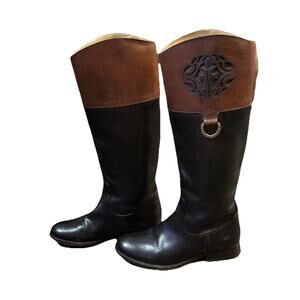 Frye Womens Melissa Riding Boots Leather Knee High Logo S 6.5B Black Style 76436
